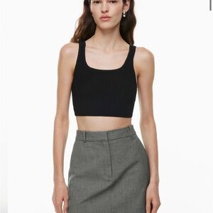 Babaton sculpt knit square neck cropped tank in black